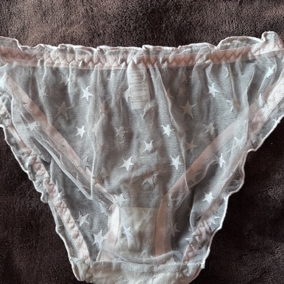 WHITE and Pink  fine mesh Lolita Panties with Stars. - Picture 5 of 10